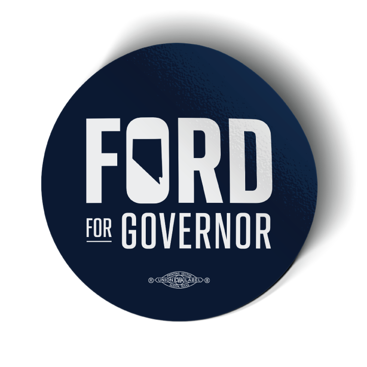 Ford For Governor (3" x 3" Vinyl Sticker -- Pack of Two)