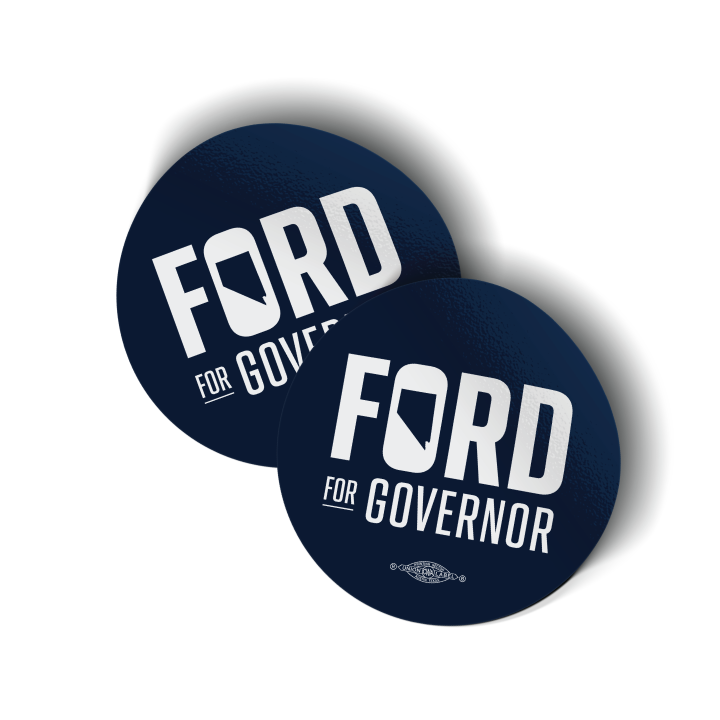 Ford For Governor (3" x 3" Vinyl Sticker -- Pack of Two)